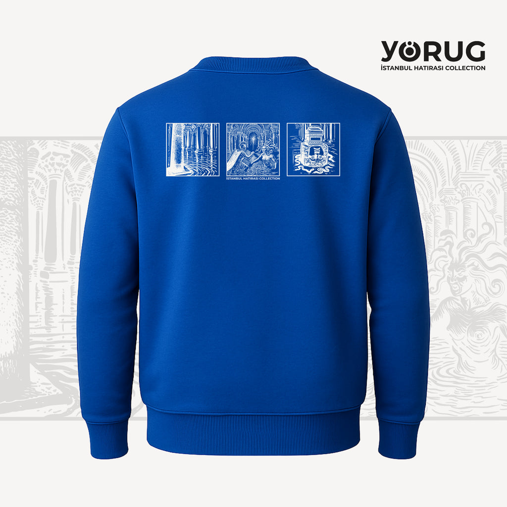 Saks Blue Crew Neck Sweatshirt Yerebatan &amp; Medusa