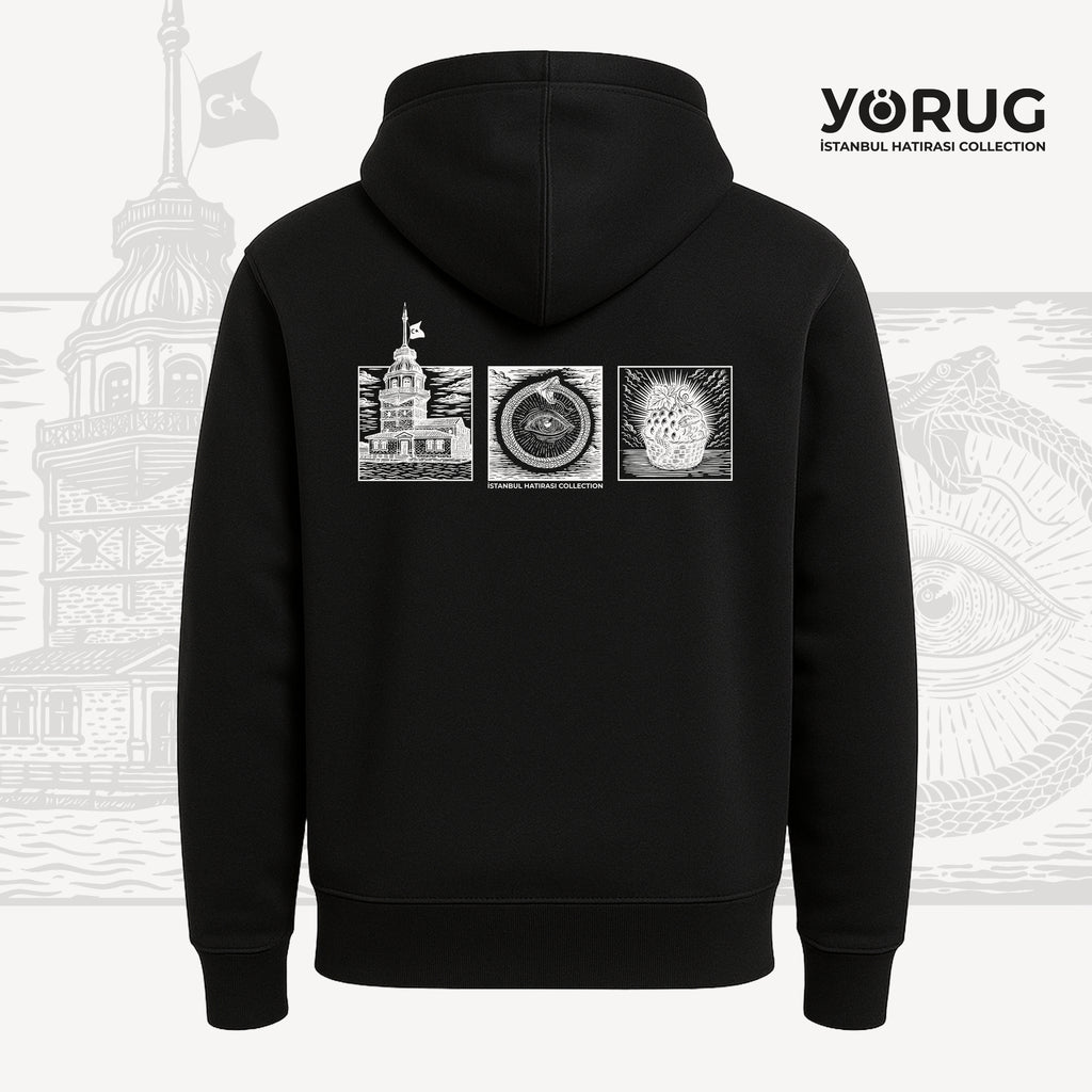 Siyah Unisex Hoodie Kız Kulesi & Kehanet