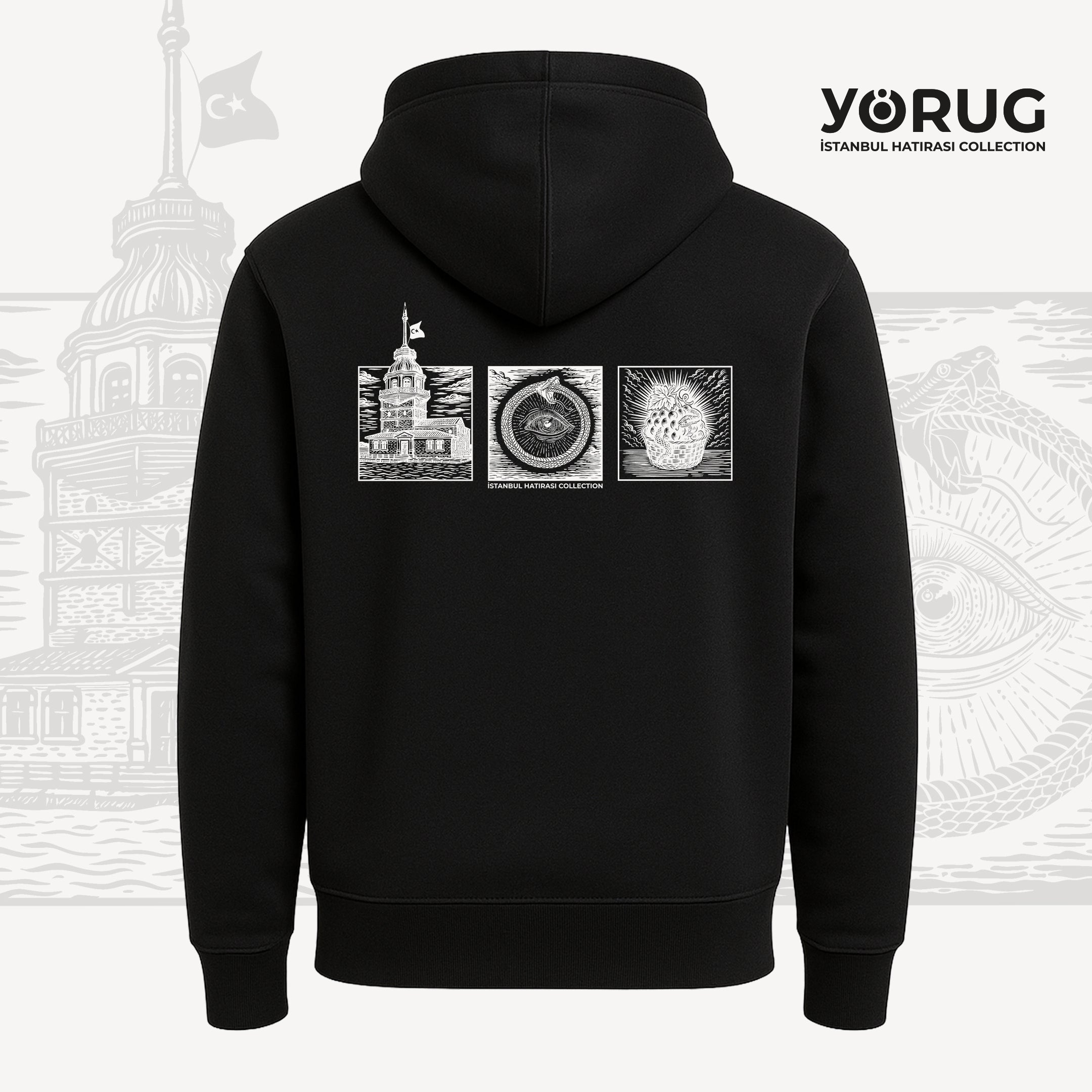 Bordo Unisex Hoodie Kız Kulesi & Kehanet