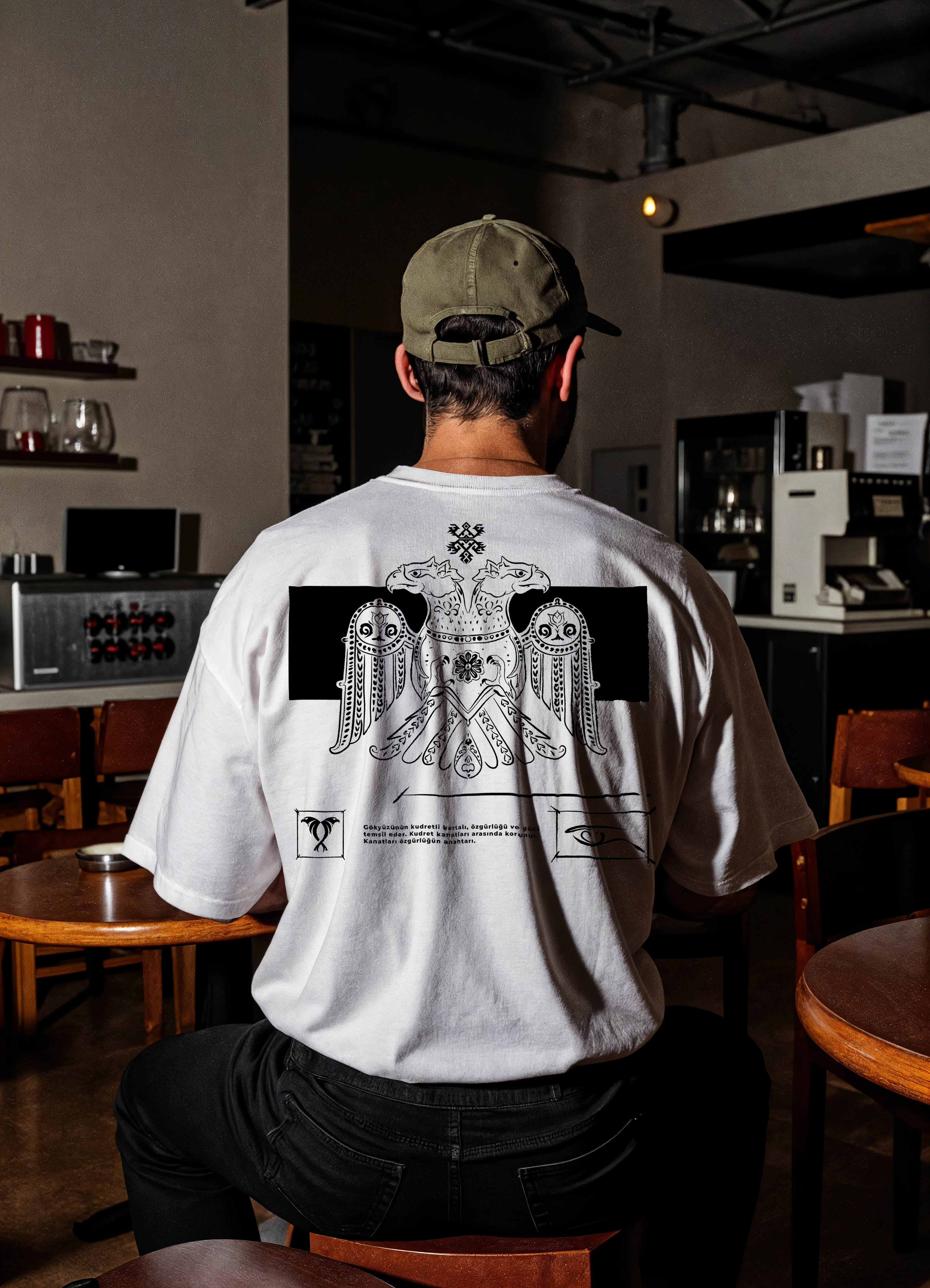Selçuklu Çift Başlı Kartal Oversize T-Shirt