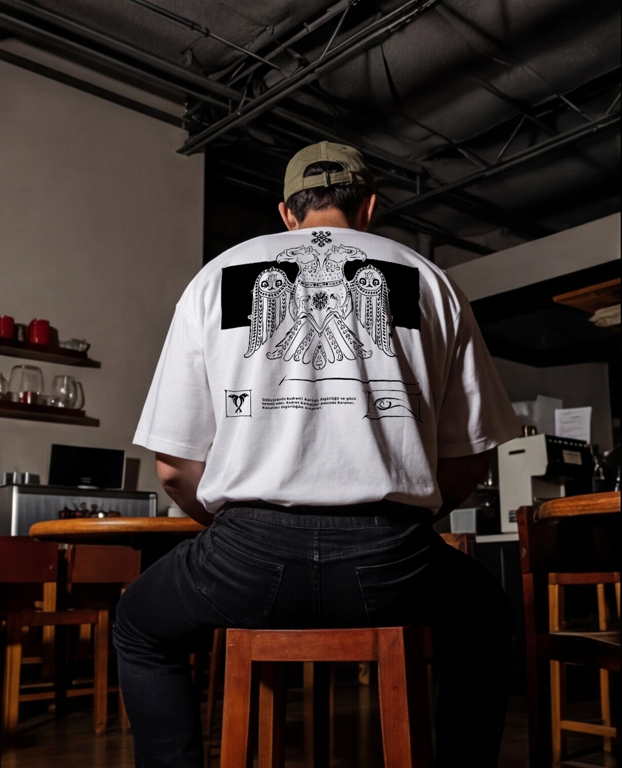 Selçuklu Çift Başlı Kartal Oversize T-Shirt