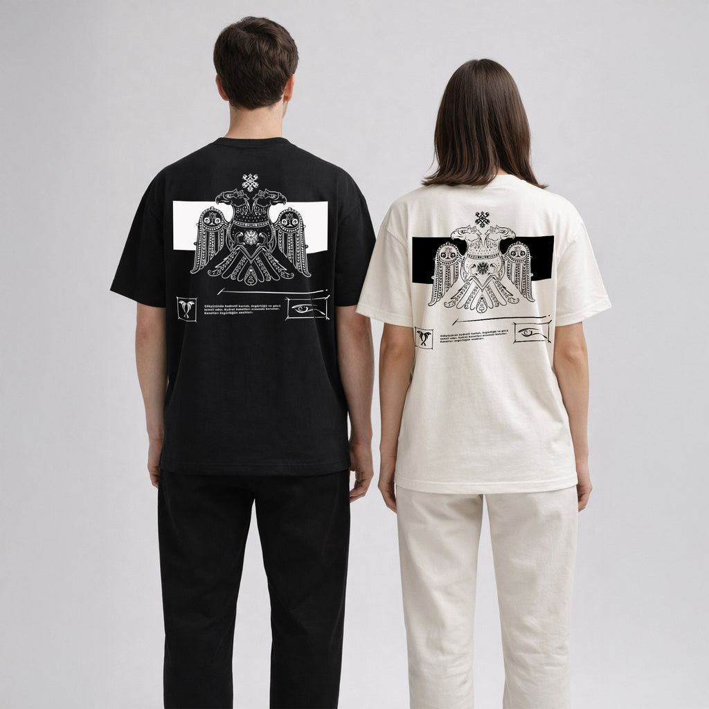 Selçuklu Çift Başlı Kartal Oversize T-Shirt