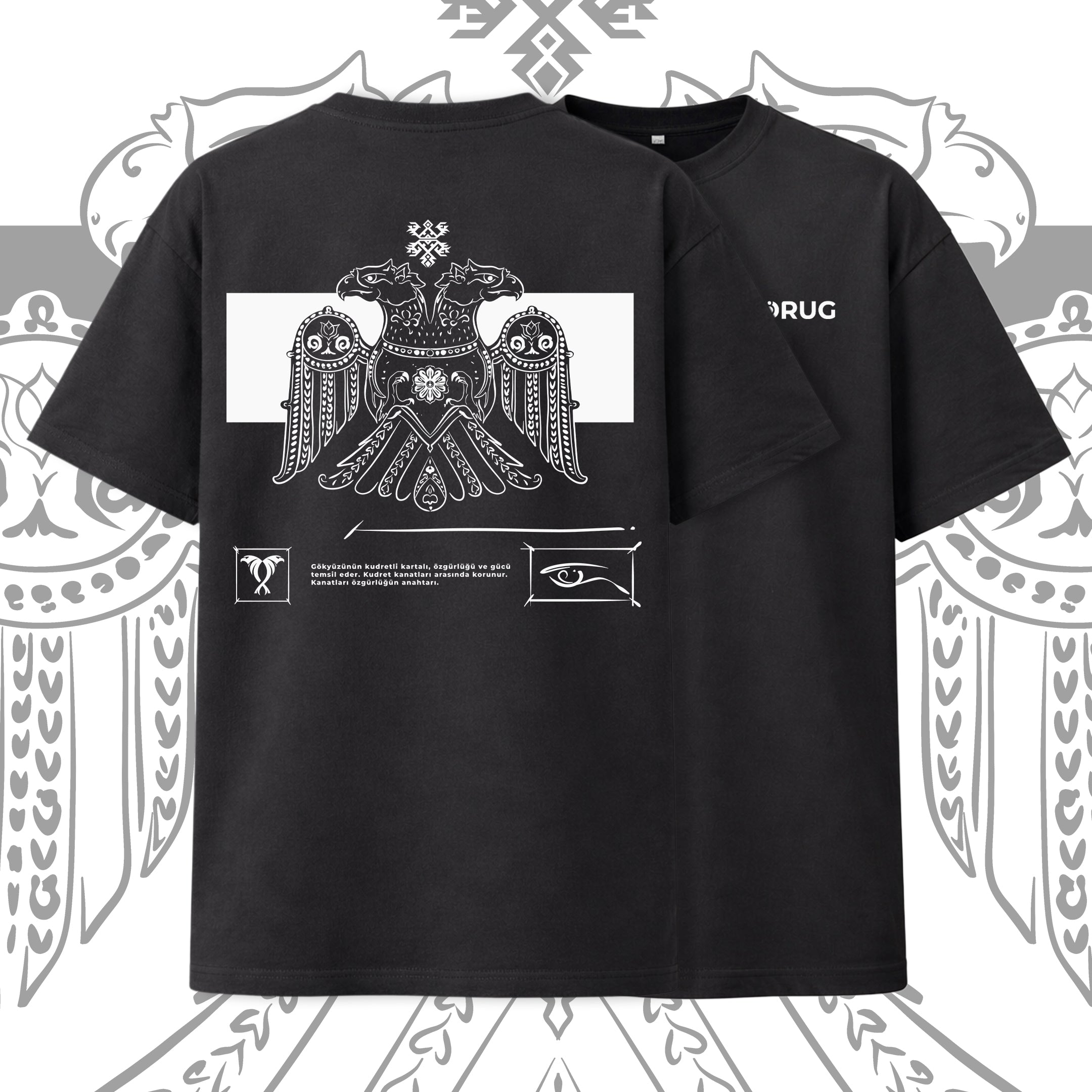 Selçuklu Çift Başlı Kartal Oversize T-Shirt